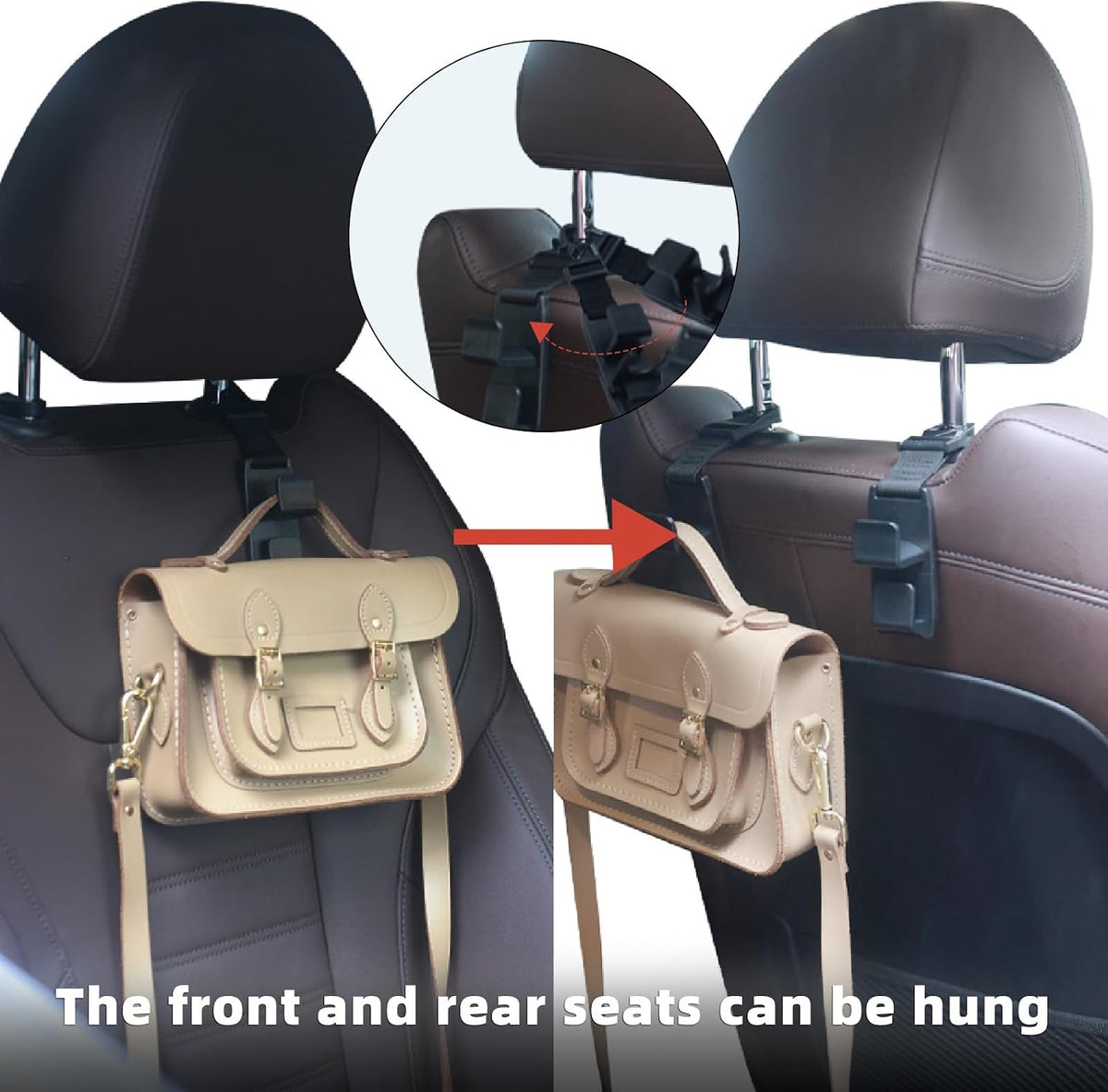 Headrest Hooks for Car, 4 Pack Bag & Bottle Holders