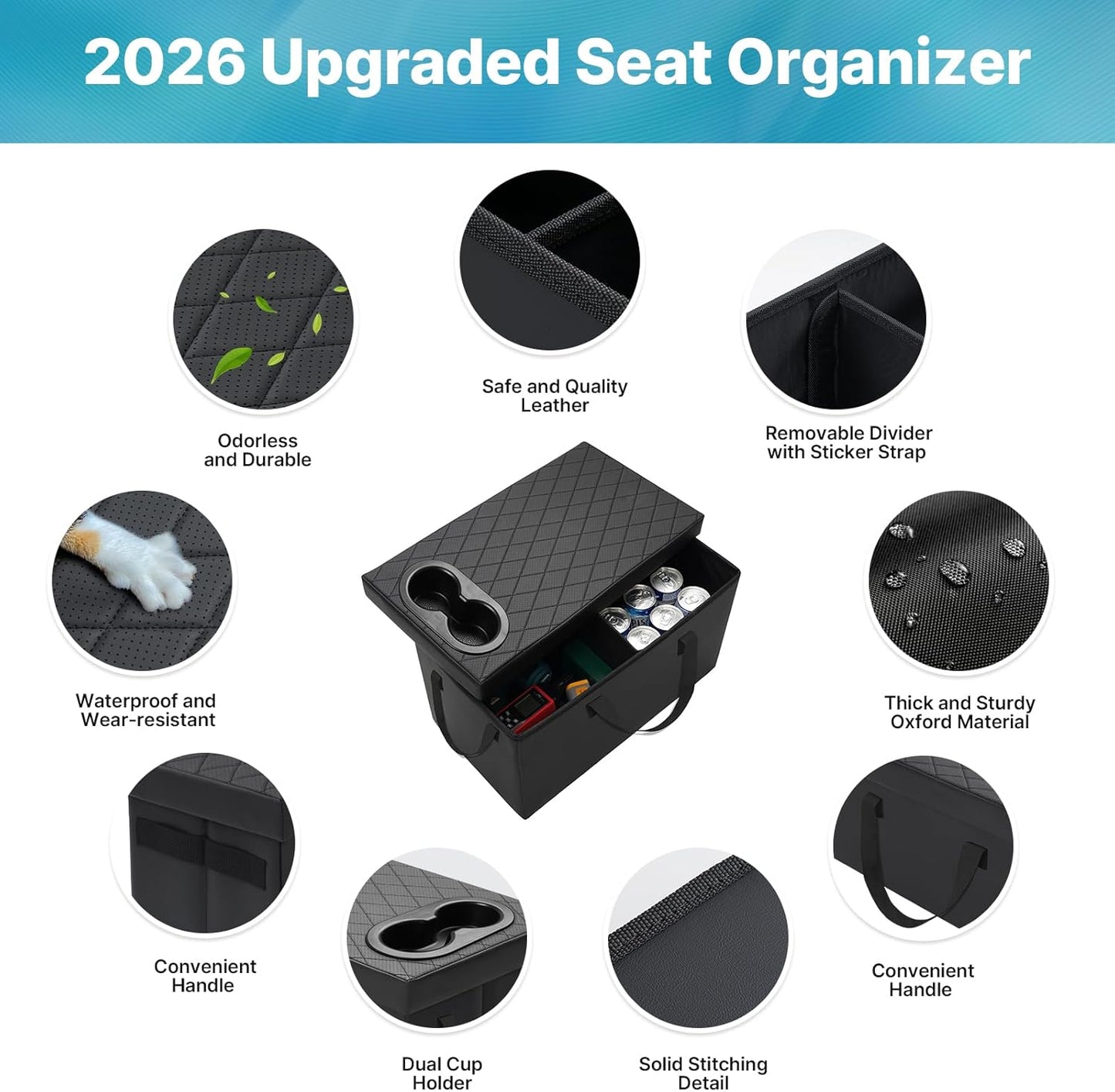 Mixsuper Liner Car Seat Organizer Ford Explorer with Cup Holders Ford Explorer Console Organizer 2020-2025 2026 Explorer Accessories Organizer for Explorer Seat Aisle Storage Box for Kids Travel