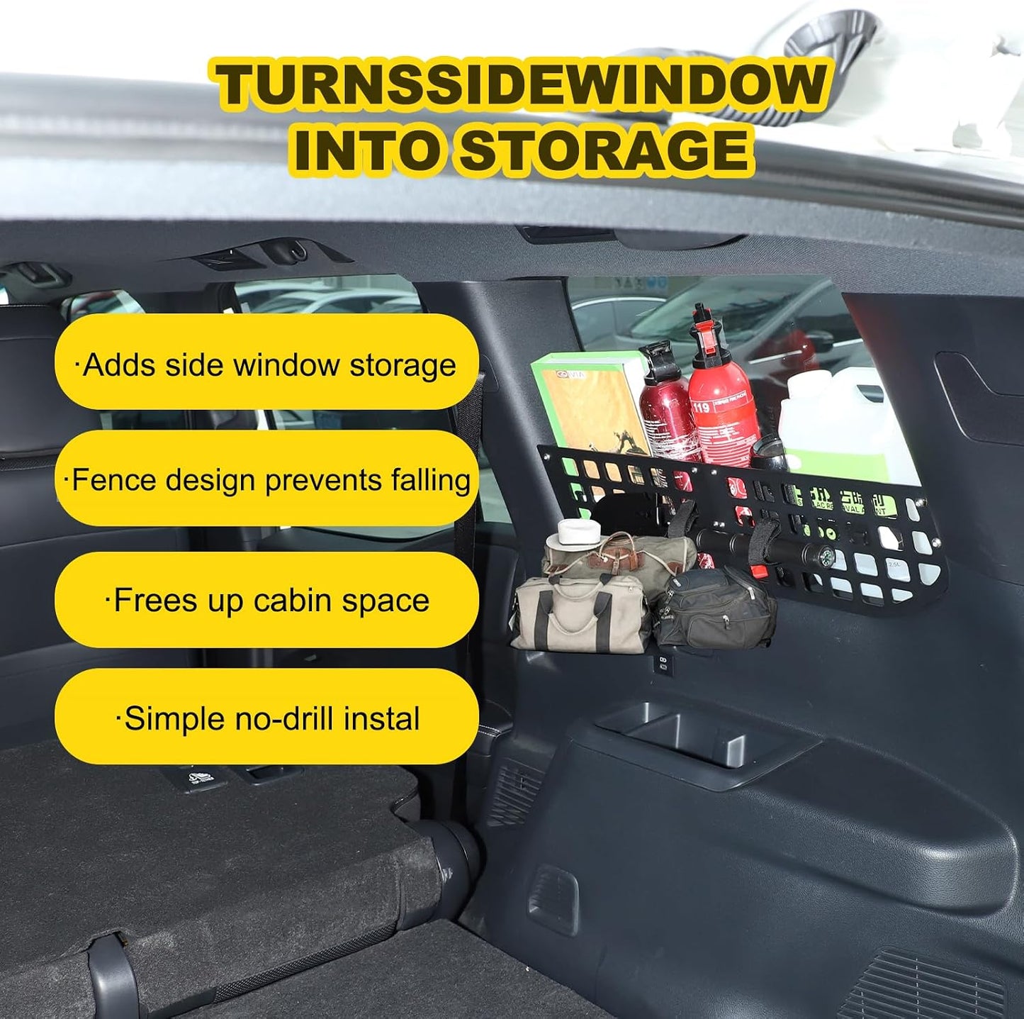 Trunk Side Window Molle Panels Compatible with Toyota Land Cruiser Prado 250 J250 LC250 2024 2025 2026 Rear Window Left Right Side Storage Rack Bracket Organizer Accessories