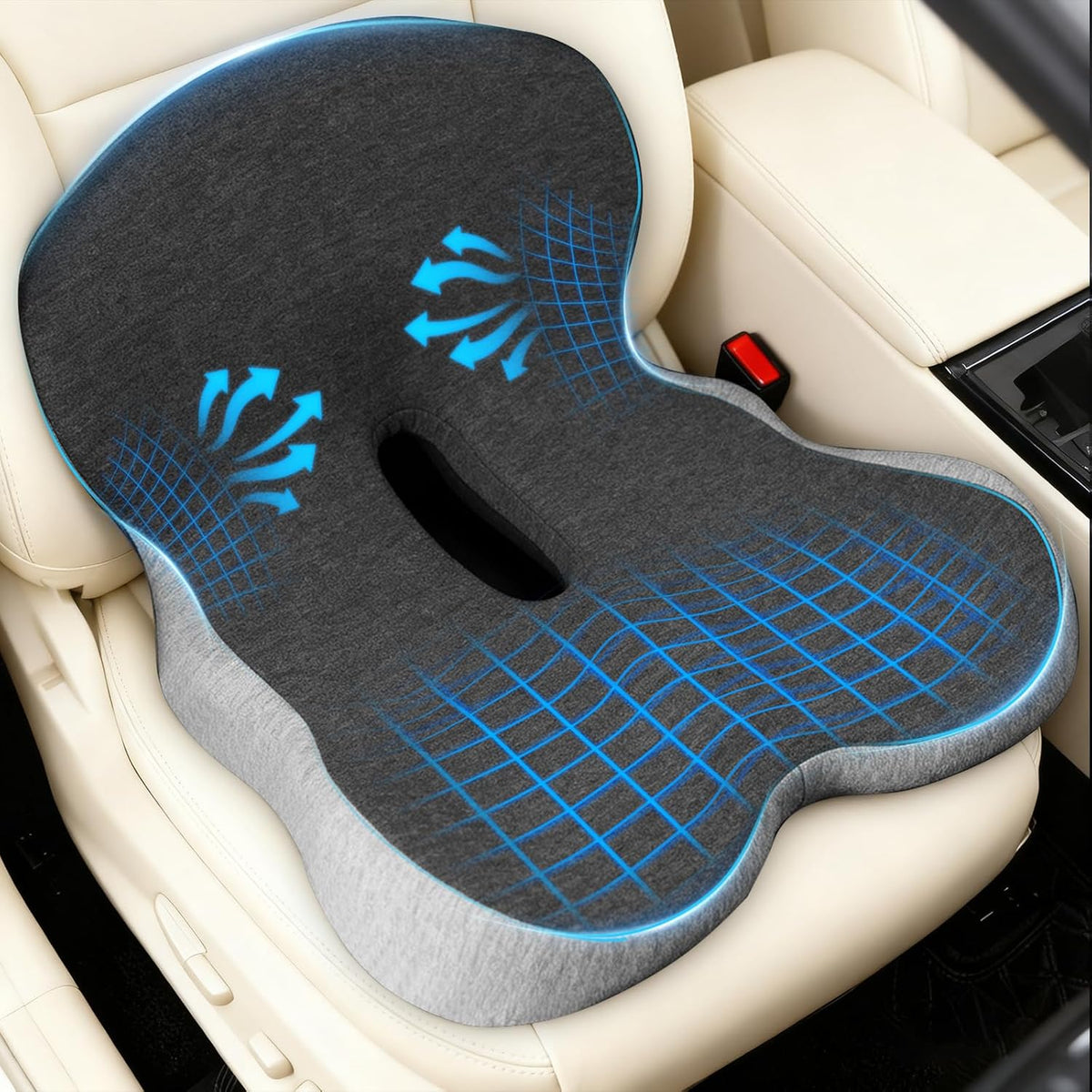 Denchy Memory Foam Car Seat Cushion with Back Support, Truck Driver Cushion