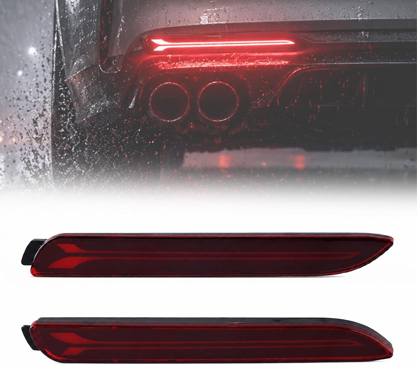 Red LED Rear Bumper Reflector Light Assembly | Replacement Tail Lamp, For Toyota Camry 2006-2014, For Sienna 2011-2017, Waterproof IP65