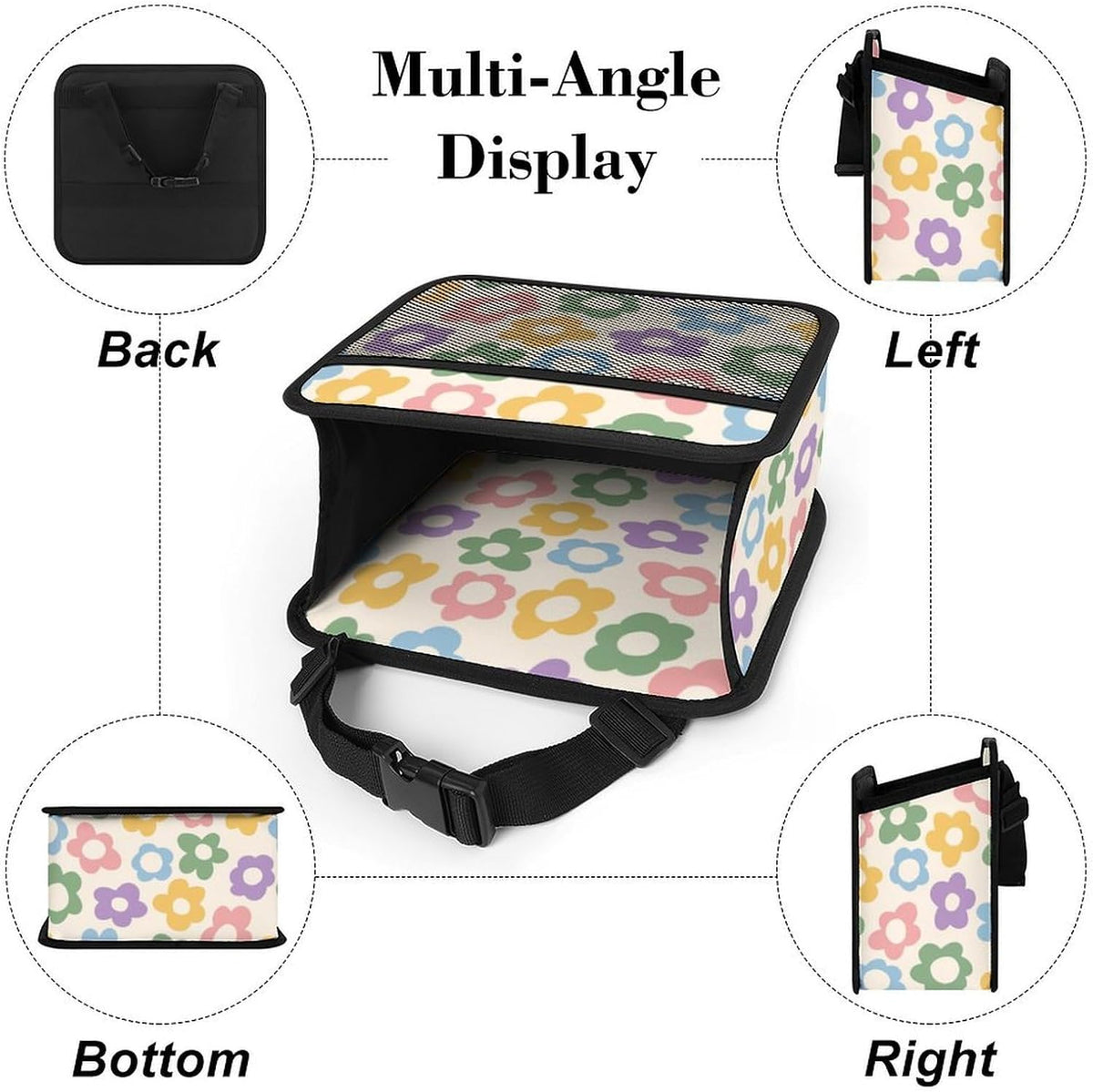 Car Backseat Organizer - Cute Aesthetic Car Storage Bin with Mesh Pocket & Reinforced Base - Universal Fit Hanging Seat Back Accessories for Women (Pastel)