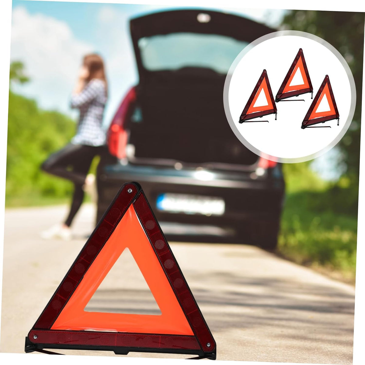 ULTECHNOVO 3 Pcs Reflective Triangle Road Safety Warning Signs for Car