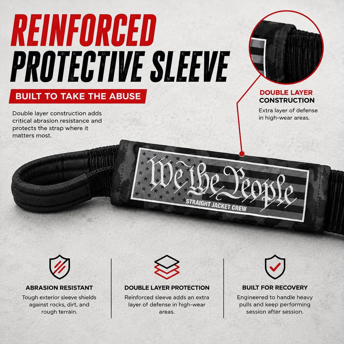 3" X 20' Heavy Duty Tow Strap - 30,000 Lb Break Strength Recovery Strap for Truck, SUV, Jeep & Off-Road Use | Reinforced Loops, Abrasion Sleeve & Carry Bag Included.