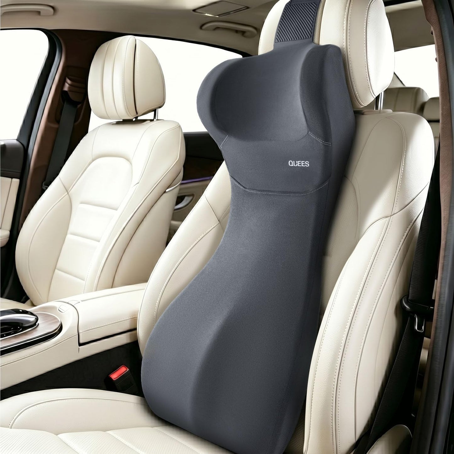 Lumbar Support Pillow for Car with Headrest, Memory Foam Cushion for Back & Neck Support, Muscle Fatigue Relief, Full-Length S-Curve Support for Long Drives, Fits Cars, SUVs, Trucks