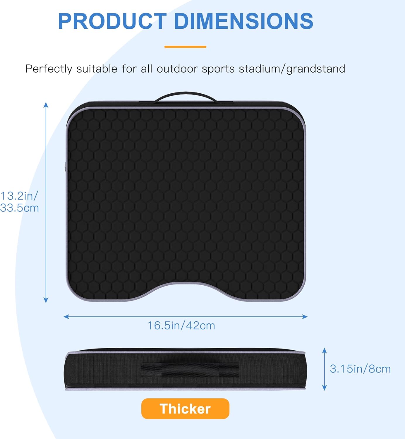 Stadium Seat Cushions for Bleachers 2 Pack - 3.15" Extra Thick Portable Bleacher Seats with Memory Foam & Massage Dots, Comfortable Waterproof Outdoor Chair Pads for Sporting Events, Travel, Camping