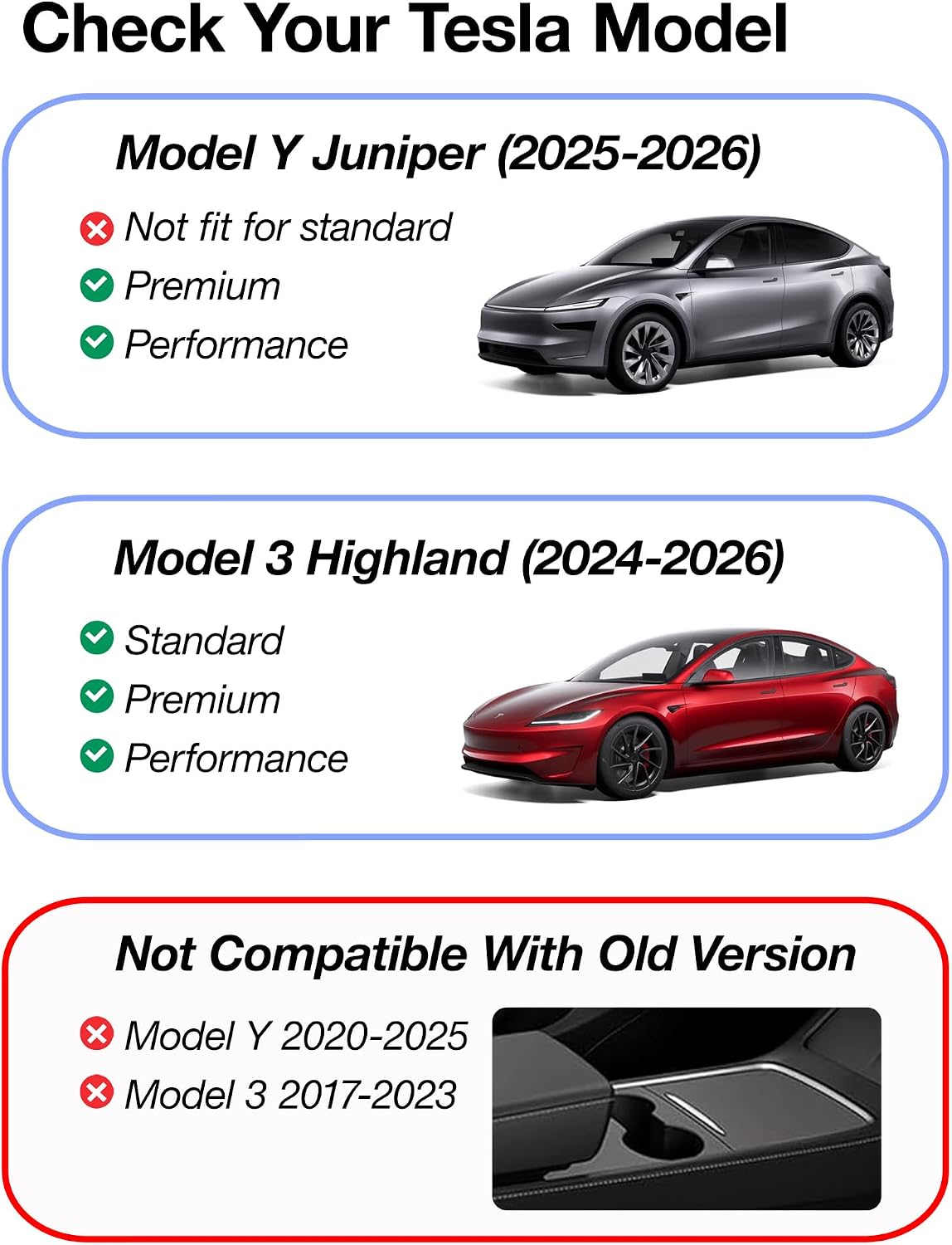Center Console Organizer for Tesla Model Y Juniper Premium & Performance 2025 2026 and All Model 3 Highland Accessories [Double-Layer Storage, Smooth Sliding] Cup Holder Armrest Hidden Storage Box