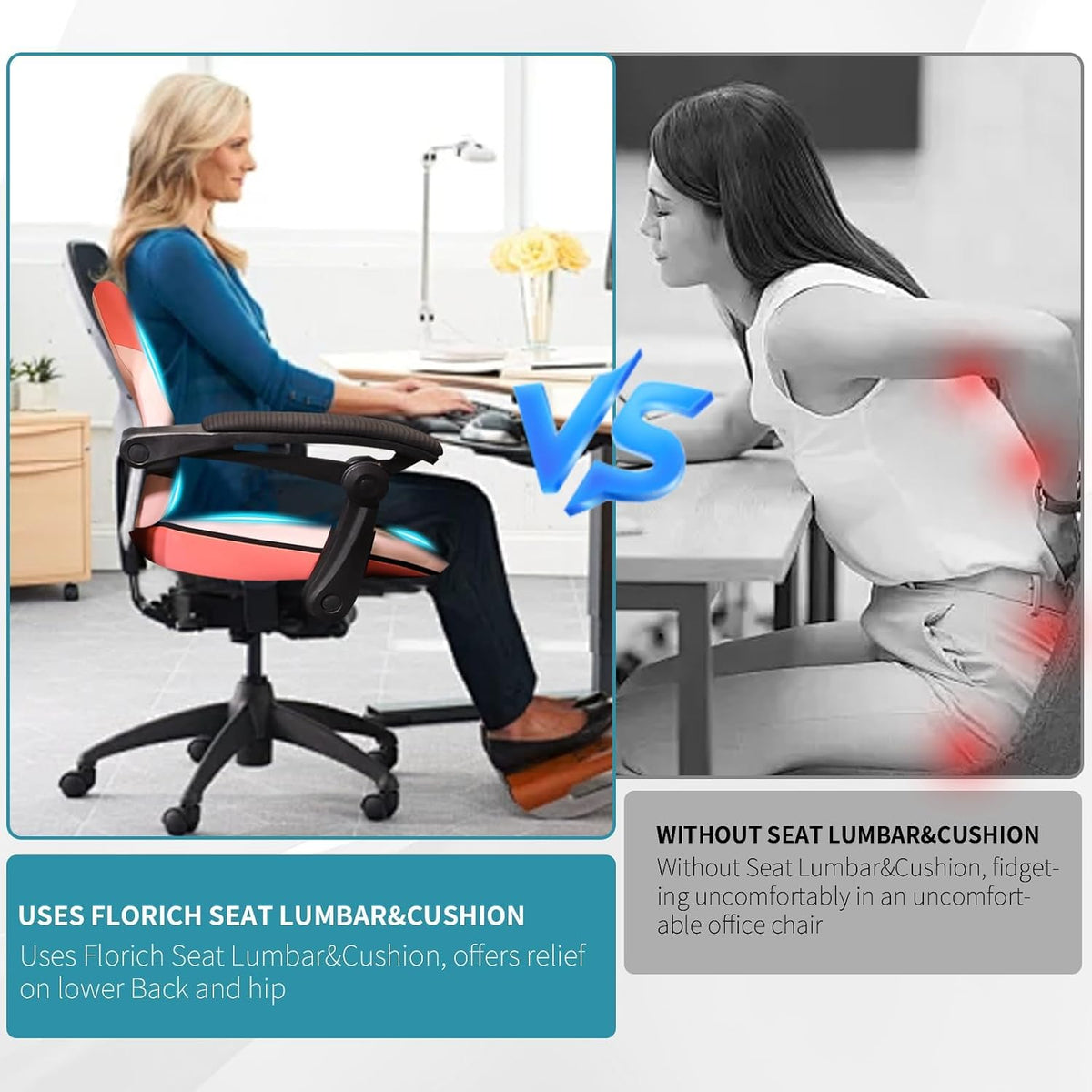 FLORICH Seat Cushion and Lumbar Support Pillow for Office Chair Car Neck Headrest Pillow Memory Foam Seat Pads Pressure Relief Back Cushion and Carseat Pads(Purple Pink)