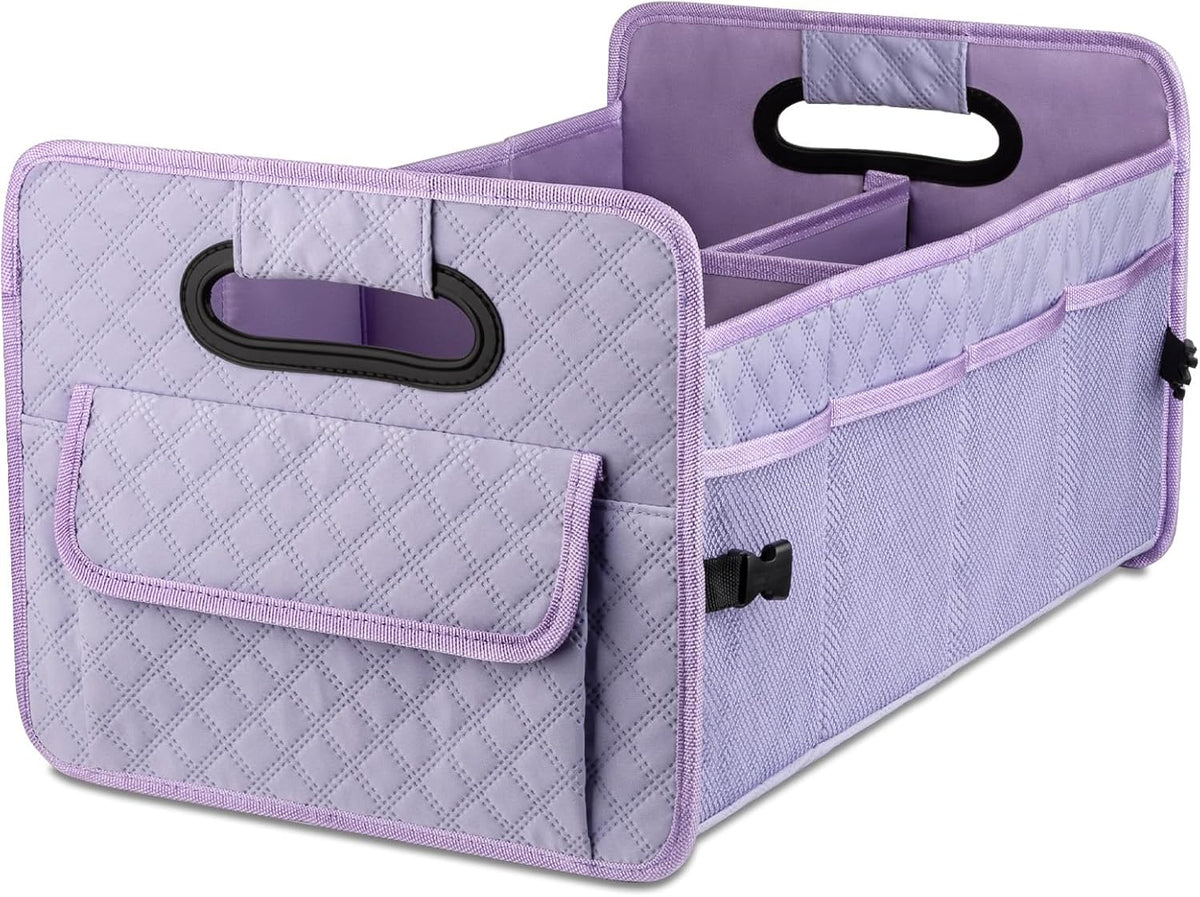 Car Trunk Organizer for SUV, Collapsible Car Storage Organizer Light Purple