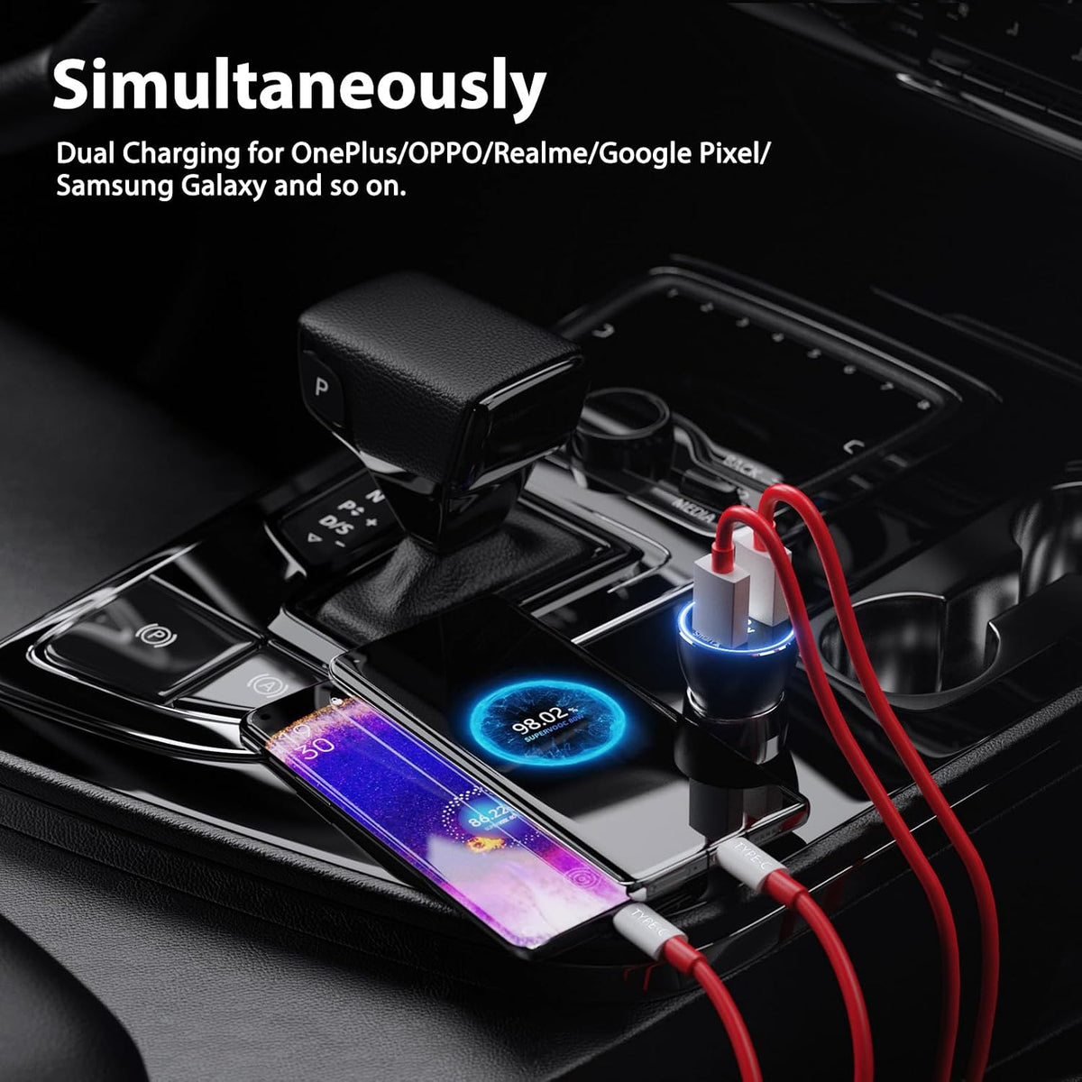 Car Charger for SuperVooc 100W 80W for OnePlus 13 15 13R 12R 12 11