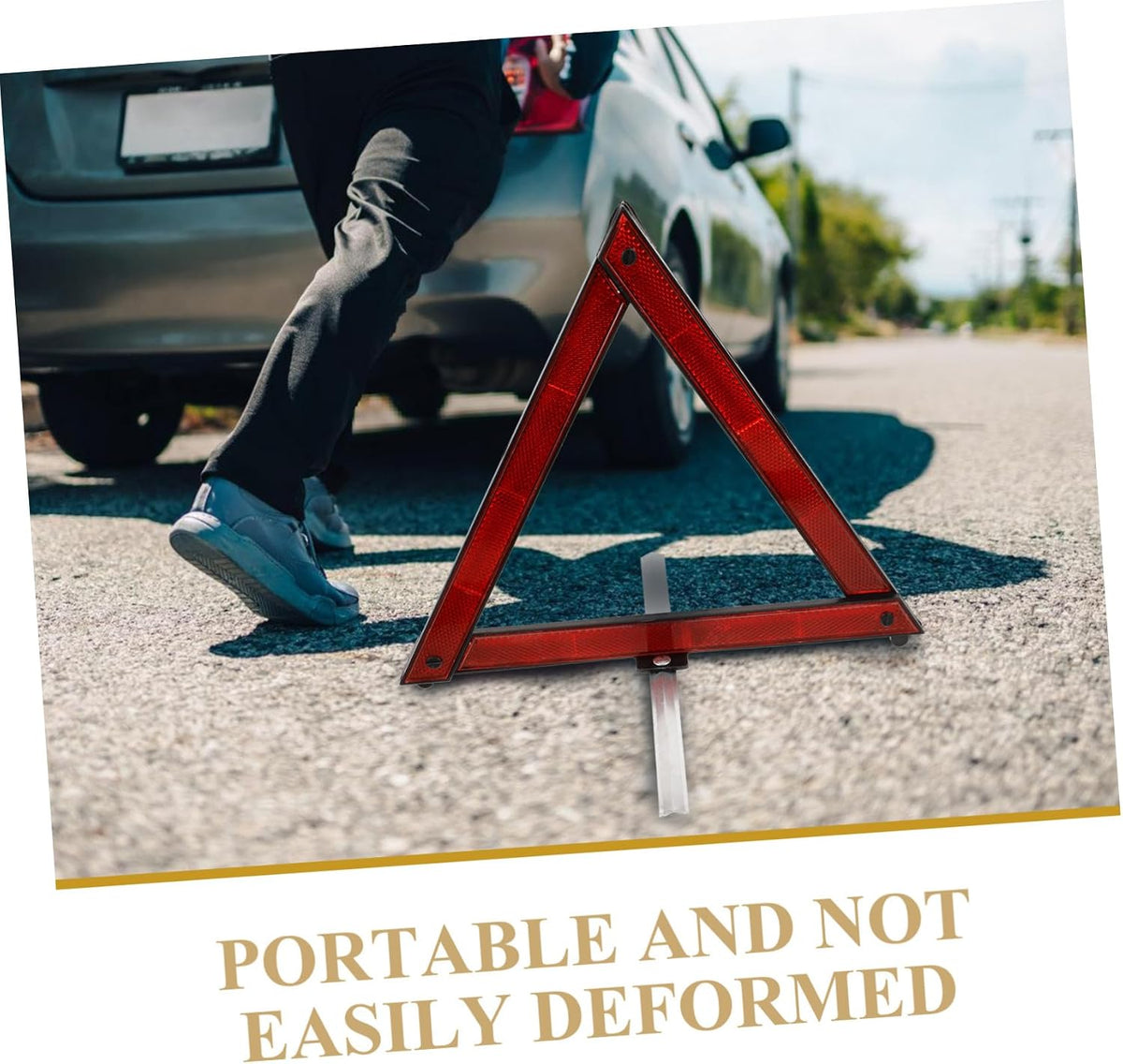 3pcs Reflective Warning Triangle Frame, ABS Portable Road Safety Sign