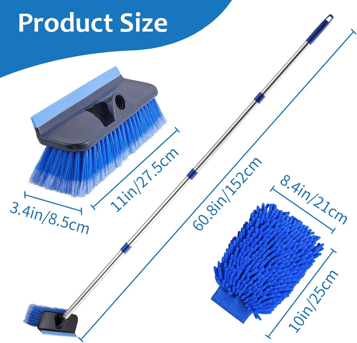PIMEKOY 60" Car Wash Brush with Long Handle for Washing Exterior Car, Truck