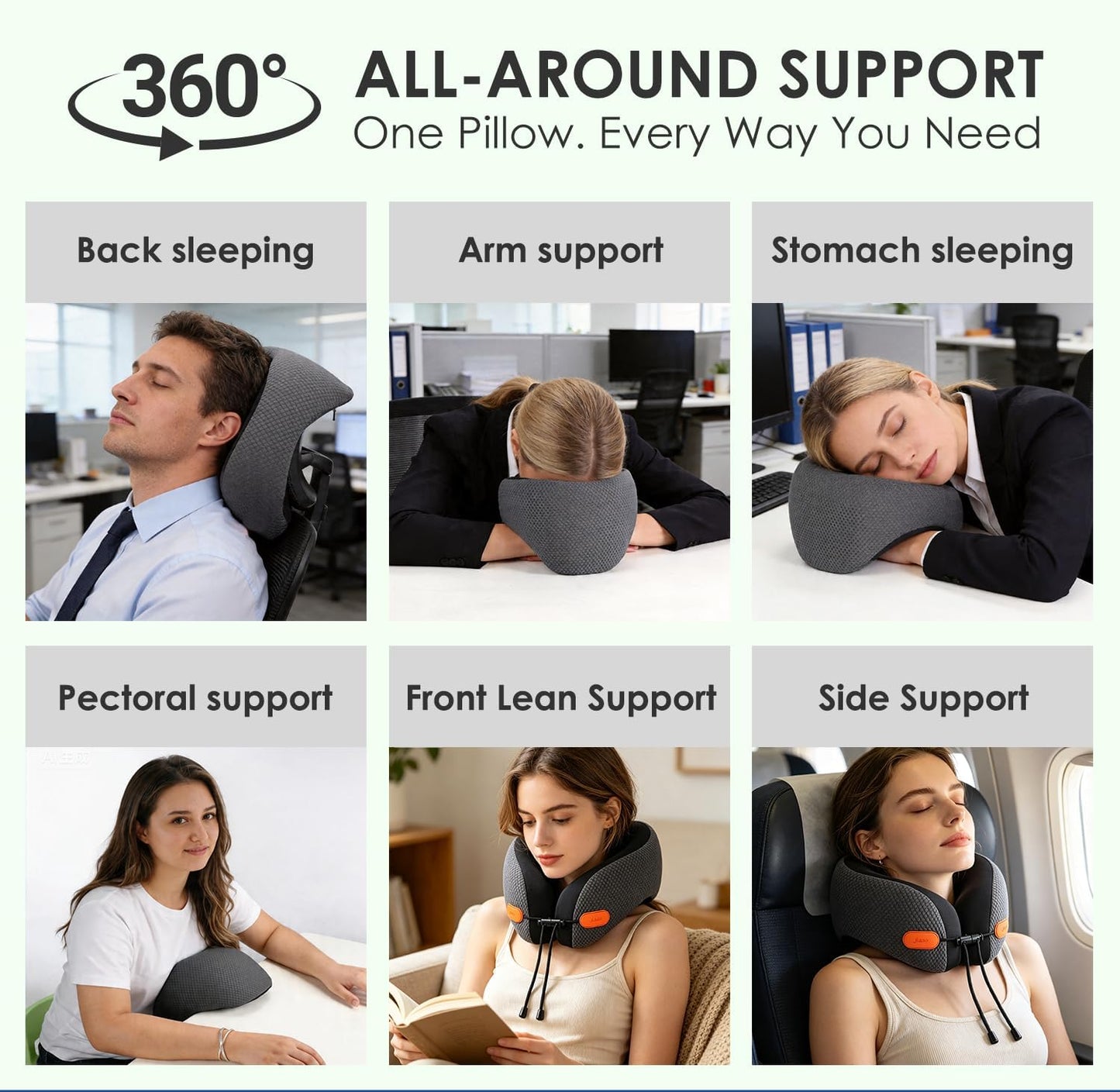 Ergonomic Travel Pillow,100% Memory Foam Travel Neck Pillow For Airplanes | 360 Neck & Chin Support Airplane Pillow For Long Flights,Airplane Travel Essentials With 3d Eye Mask, Earplugs,Carry Case