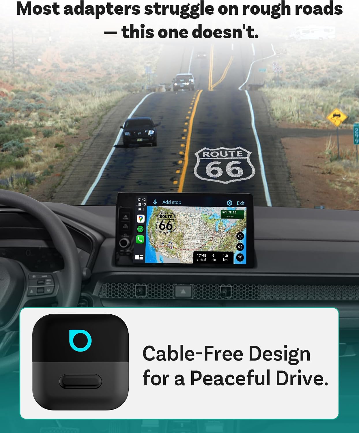 OTTOCAST Mini Pico Wireless CarPlay Adapter, No More Cables, Dual Phone Memory, One-Button Switch, Wi-Fi 6 &amp; Bluetooth 5.4