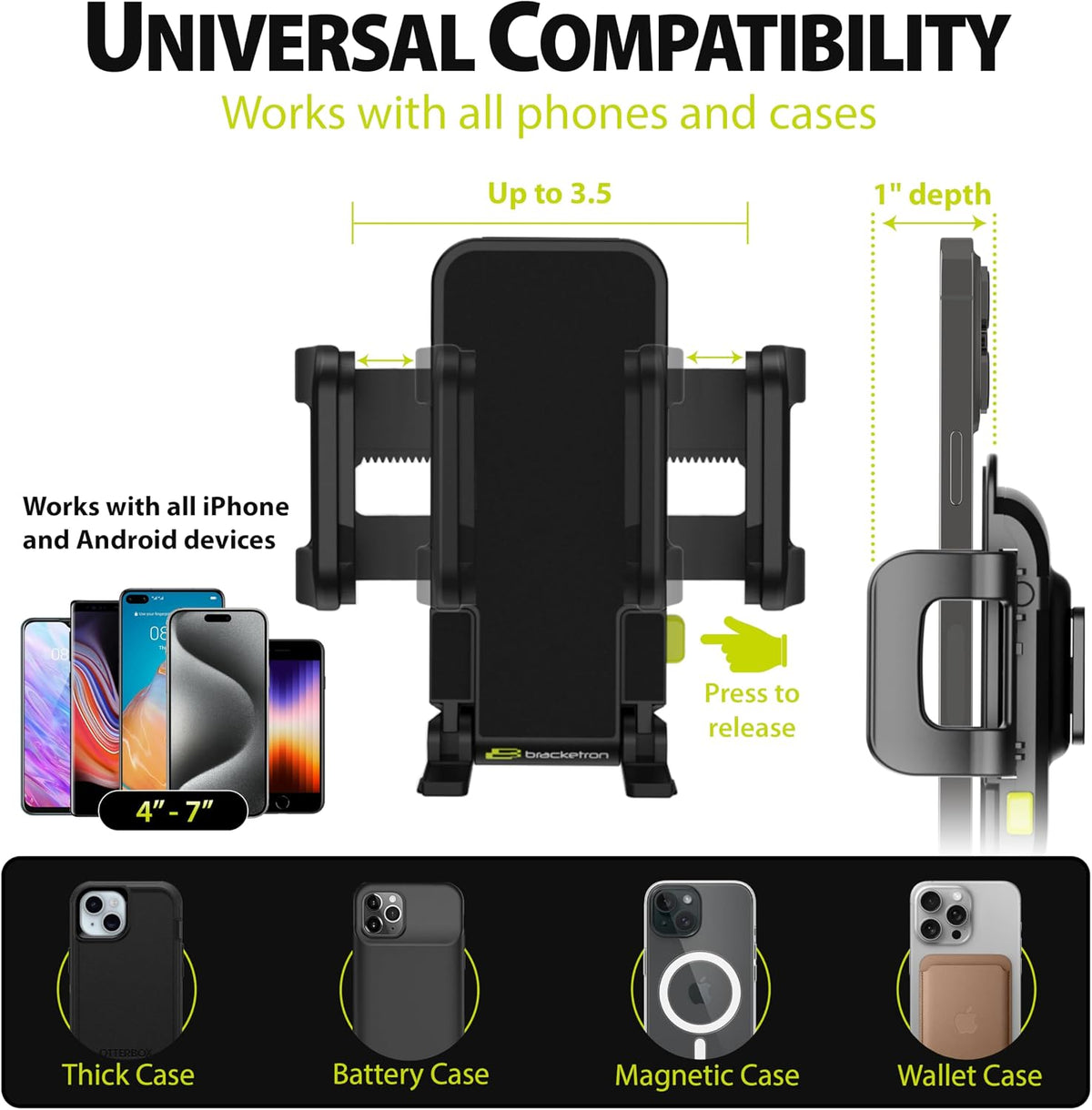 Bracketron TripGrip Low Profile Car Phone Mount Dashboard Suction Holder