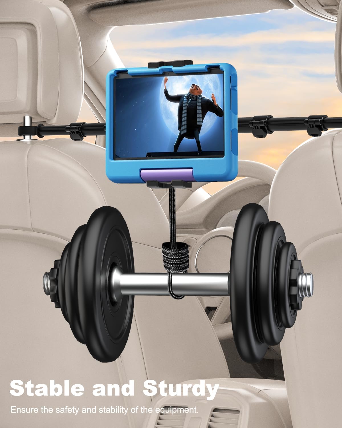 Car Tablet Headrest Holder for iPad - Car Back Seat Headrest Tablet Mount Stand, Road Trip Essentials for Kids, for iPad Pro Air Mini, Galaxy Tabs, Kindle Fire HD, Switch, iPhone, 4-13" Devices