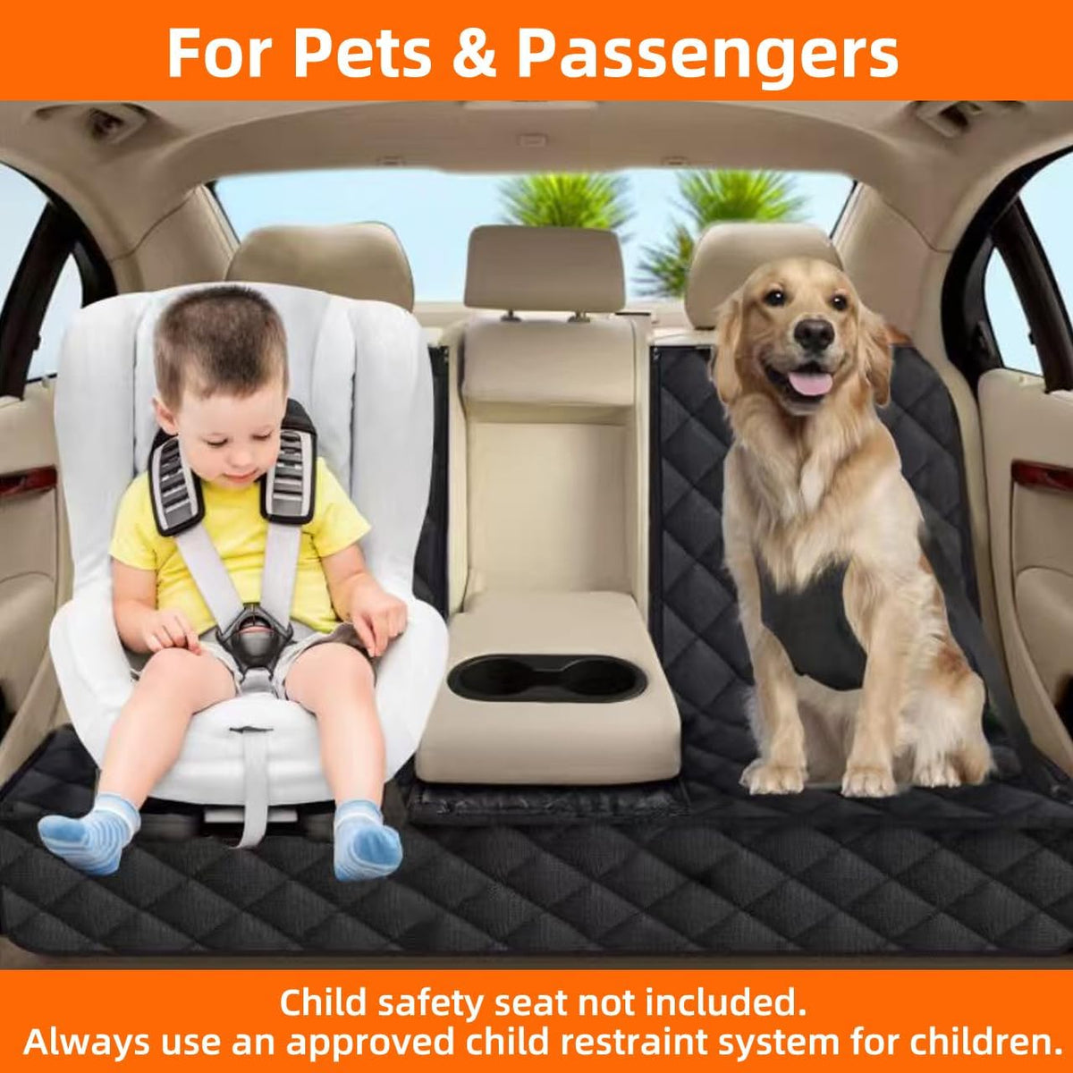 Bark Lover Dog Car Seat Cover for Back Seat, Upgraded Thickened Matte Fabric, Waterproof Car Seat Protector, Non-Slip Backseat Cover for Dogs in Car, Armrest Compatible, Fits Most Cars SUVs & Trucks
