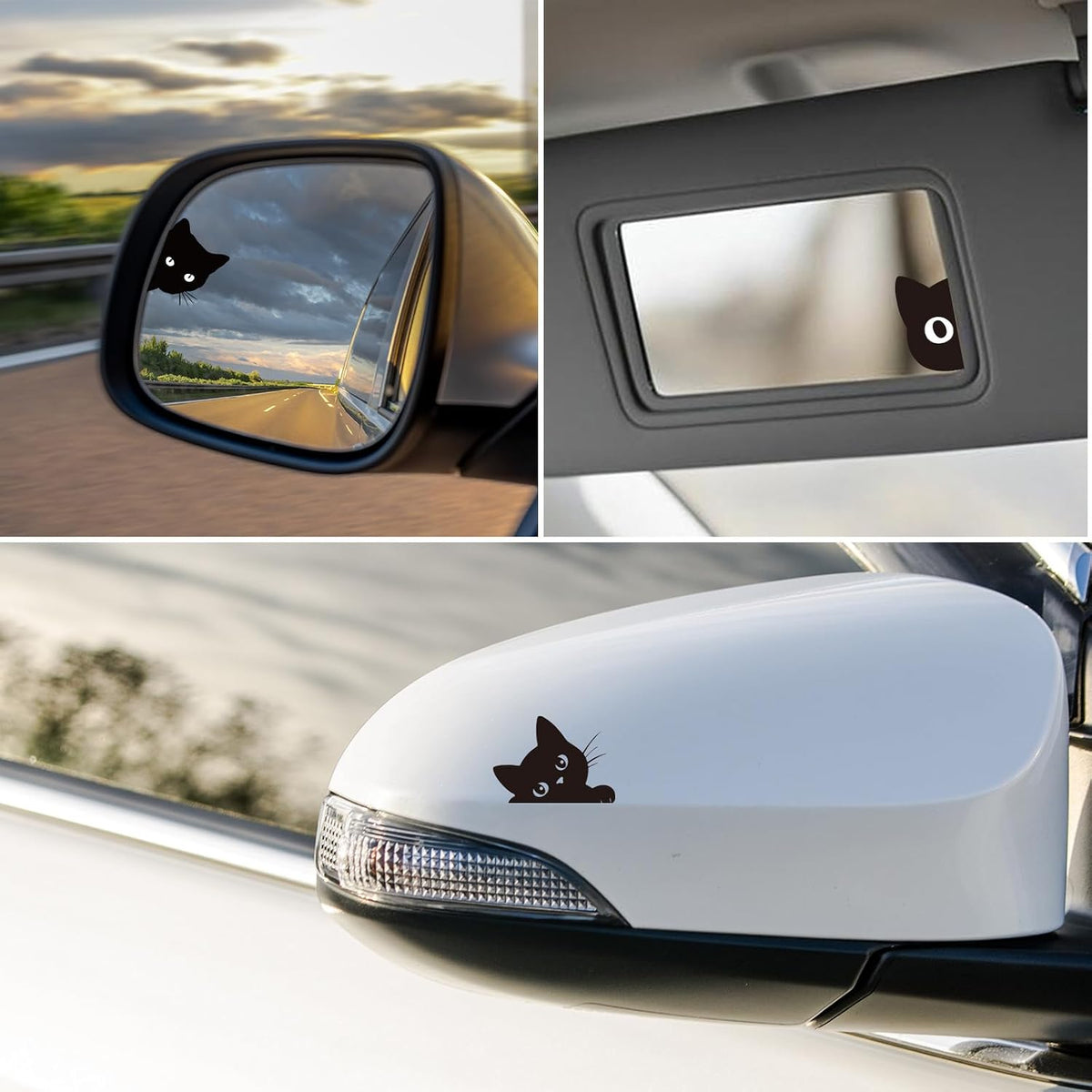 Dazoratix Cat Rearview Mirror Decal - 6 Pcs Cute Peeking Car Window Sticker