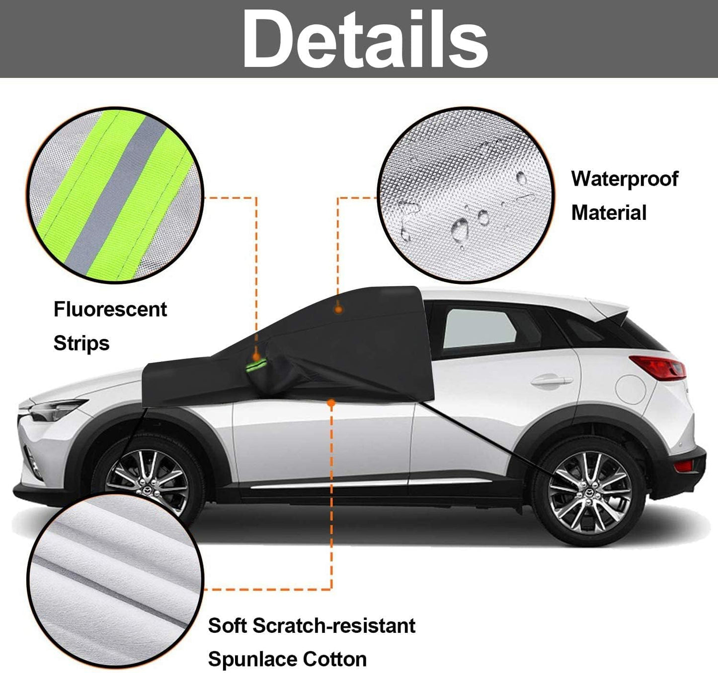 Windshield Snow Cover with Side Mirror Covers, Protects Windshield and Wipers from Weatherproof, Rain, Sun, Frost, Extra Large Size Fits for Most Vehicles, Cars and SUV