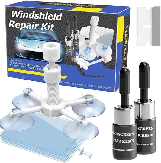Windshield Repair Kit, Windshield Crack Repair Kit,2 Pcs Car Glass Repair Kit Quick Fix for Chips & Cracks, Windshield Chip Repair Kit, Automotive Nano Repair Kit（Blue）