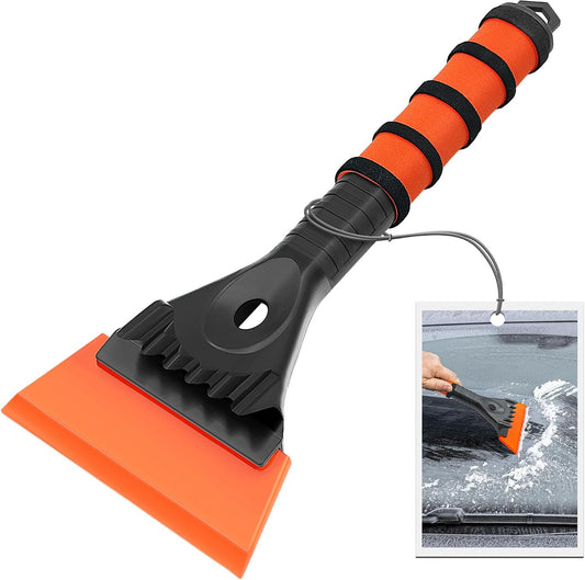 TidyBliss Ice Scraper for Car Windshield, 5 inches Wide TPU Blade, Frost Remover with Ergonomic Foam Grip for SUV Truck Glass Window (Orange)
