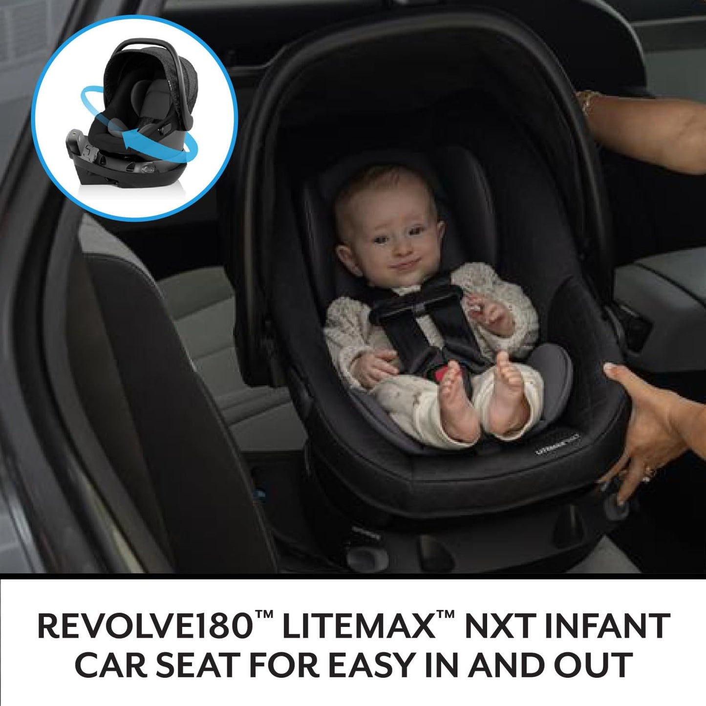 Evenflo Shyft Intuiti Travel System with Revolve180 LiteMax™ NXT Rotating Rear-Facing Lightweight Preemie and Infant Car Seat 3-30 lbs. (Black Shale)