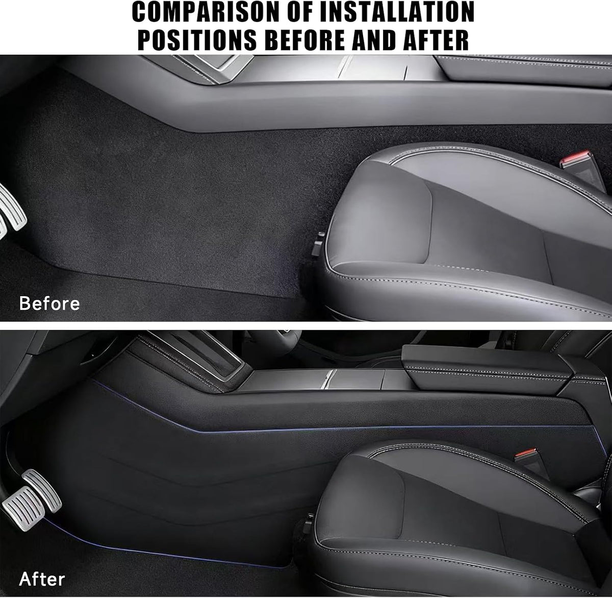 8Pcs Door Sill Protector and 2Pcs Center Console Anti-Kick Pads for Tesla Model Y Juniper 2025 2026 Front and Rear Door Pedal Kick Protection Carbon Fiber Friction Resistant Interior Accessories