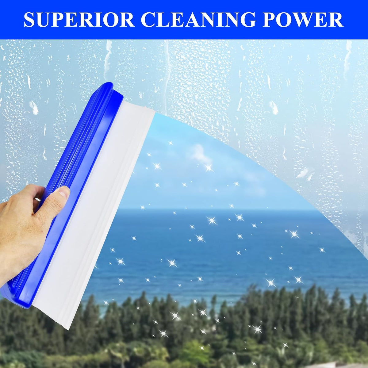 Supkiir 4 Pack 12” Silicone Car Drying Squeegee, 3-Layer T-Bar Water Blade Professional Automotive Water Wiper, Car Windshield Squeegee Flexible Water Blade Squeegee for Car Window Glass Bathroom
