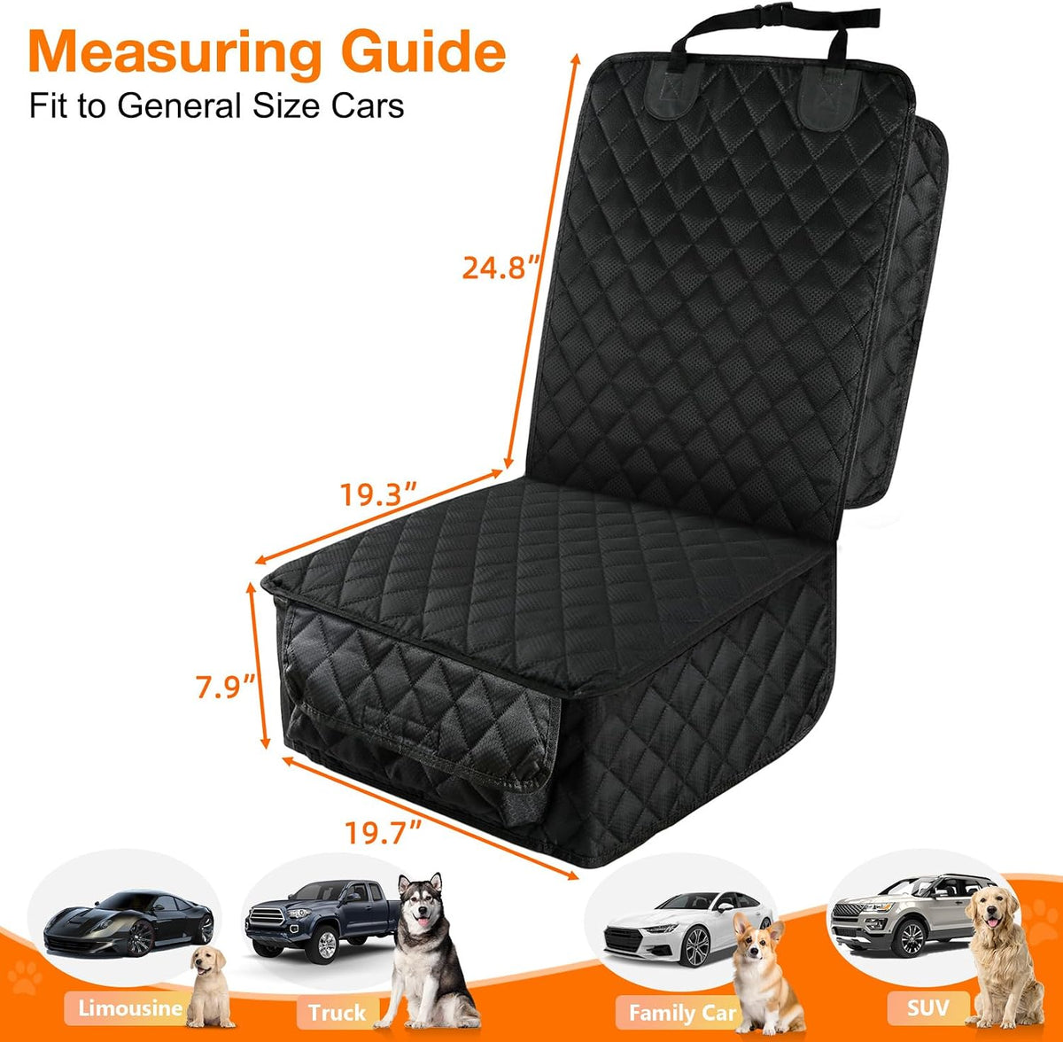 PETICON Waterproof Front Seat Car Cover, Full Protection Dog Car Seat Cover