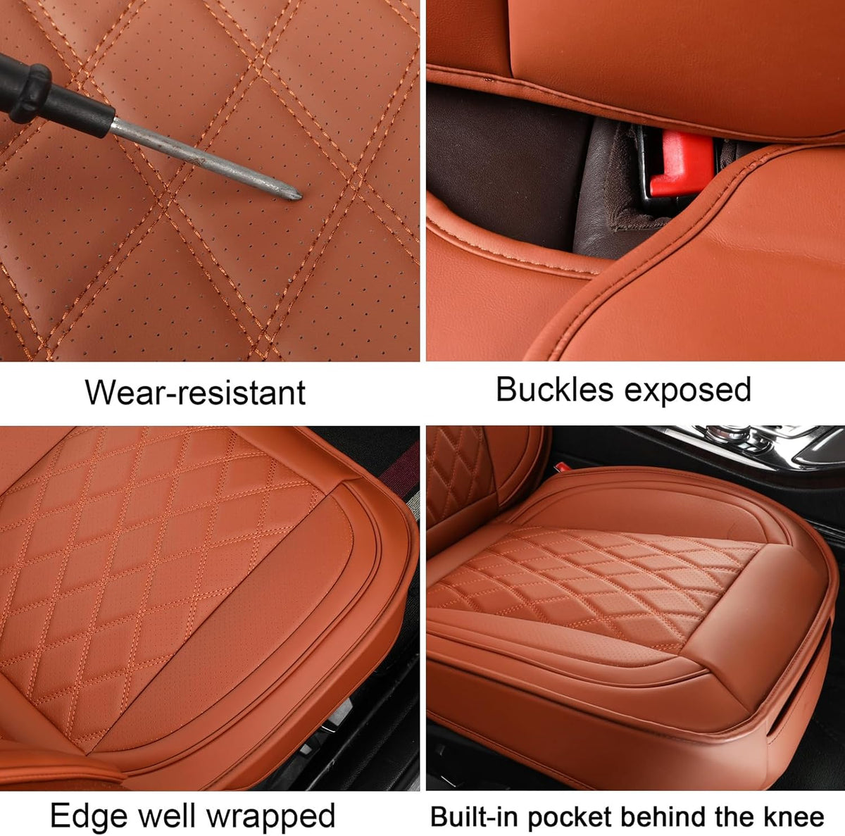 MIROZO Seat Covers Full Set,Leather Seat Covers Car Seat Protector Brown