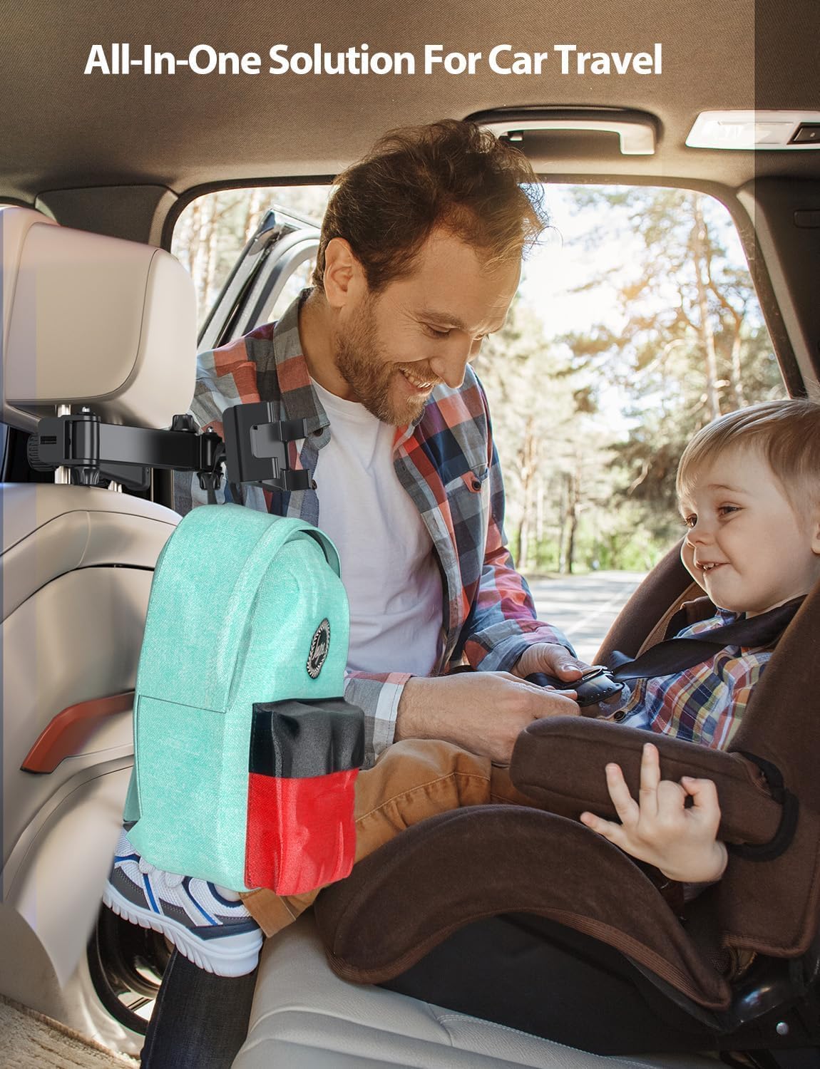 PLDHPRO Tablet Holder for Car Headrest Mount iPad Backseat Foldable Back Seat Stand Compatible 5.5-14.6'' Phones Tablets, Road Travel Essentials for Kids Accessories