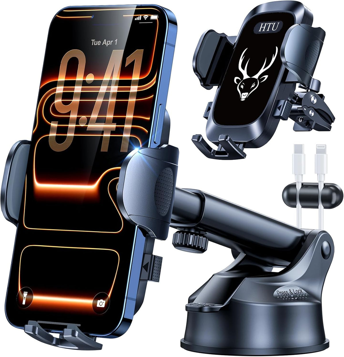 【Upgraded Strongest Suction & Pro Military-Grade Certs 】Ultimate Car Phone Mount【360°Rotatable Suction】Cell Phone Holders Truck Stand for Dashboard Windshield Vent for iPhone 17 Pro Max Samsung,Black
