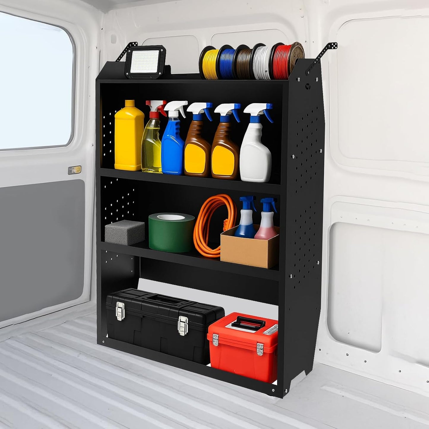 Steel Cargo Van Shelving Storage System Adjustable Height Fit for Ford Transit Connect 2014+, Ram Promaster City, Chevy City Express, NV200 32" W x 43" H x 13" D