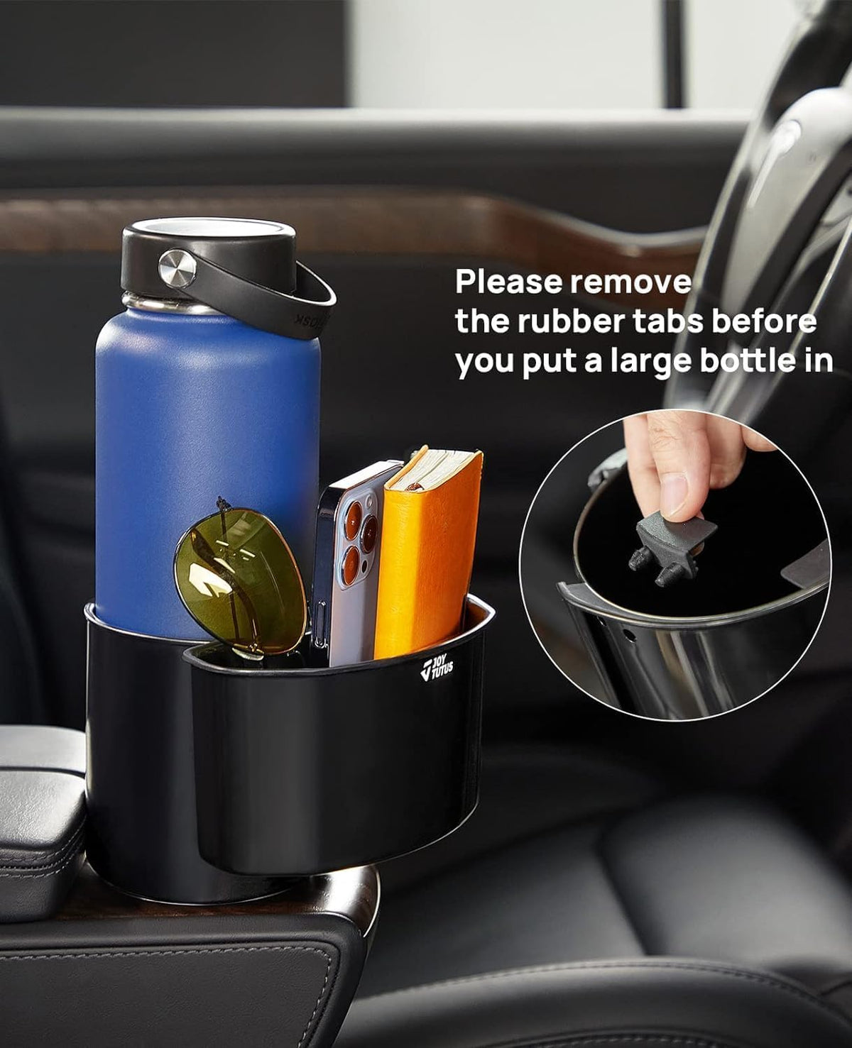 JOYTUTUS Cup Holder Expander, Expandable Insert Extender, Adapt Most Regular Cup Holder Compatible with Hydro-Flask, Yeti, Car 18-40oz (3.4-3.8 Inch), Nalgene (16 40 Oz) Large Water Bottles