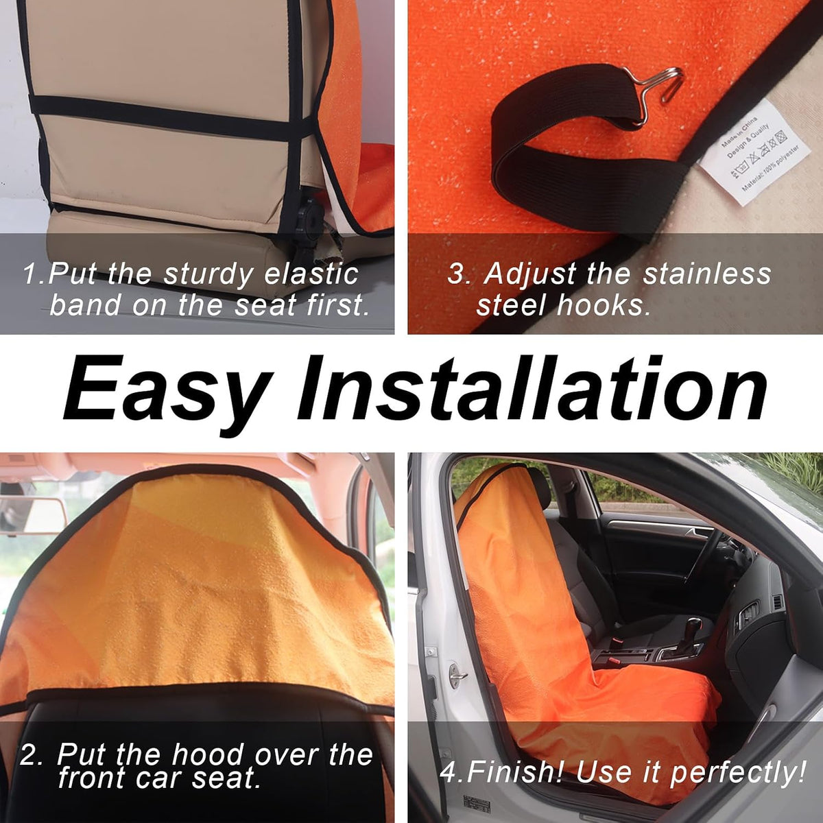 Sweat Towel Car Seat Cover Protector Front Seats for Gym Workout, Running, Swimming, Beach and Hiking, Waterproof Universal Seat Cover for Car, Trucks, Van & SUV (2, Gradient Orange, Front)