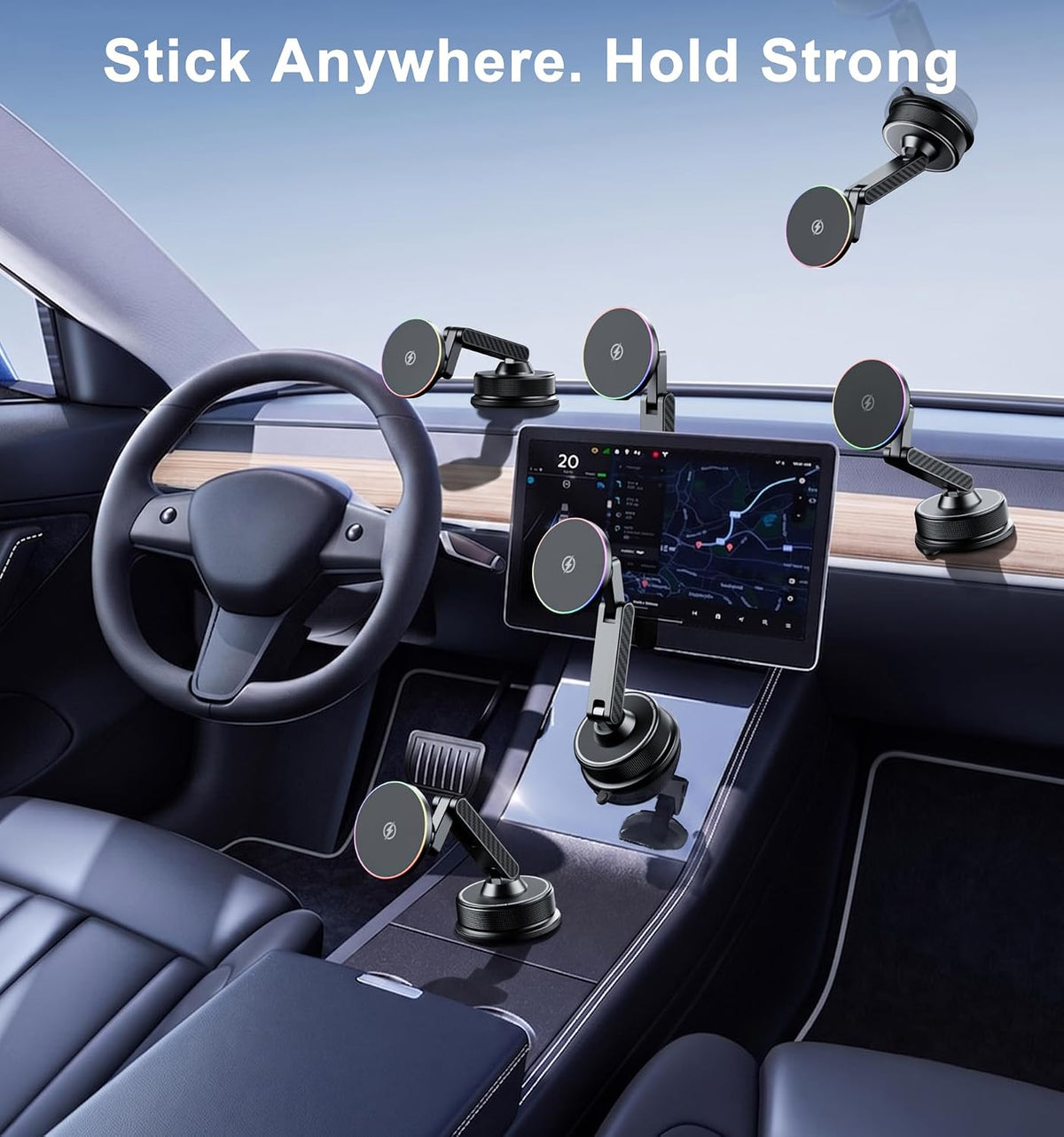for MagSafe Car Mount Charger 15W Suction Cup Phone Mount 4-Axis Magnetic Car Phone Holder Charger for iPhone 17/16/15/14/13/12