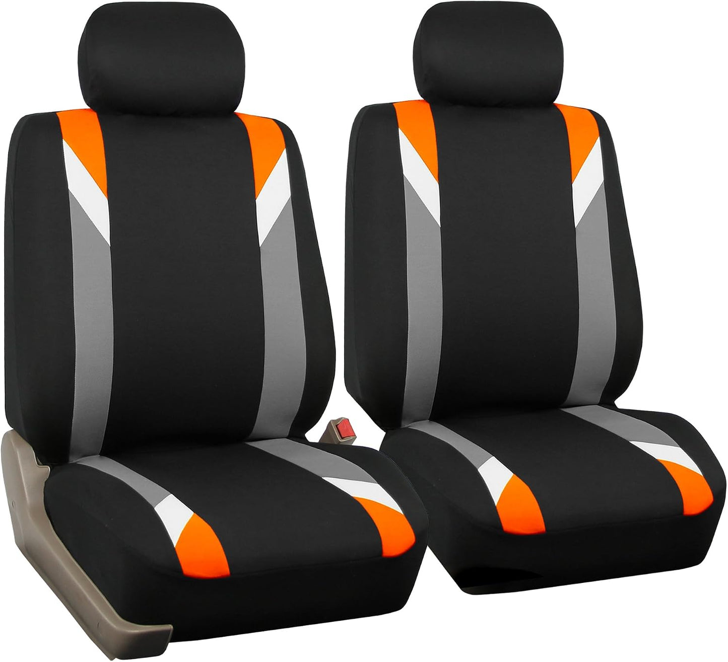FH Group Front Set Cloth Car Seat Covers for Low Back Car Seats with Removable Headrest, Universal Fit, Airbag Compatible Car Seat Cover for SUV, Sedan, Van, Orange