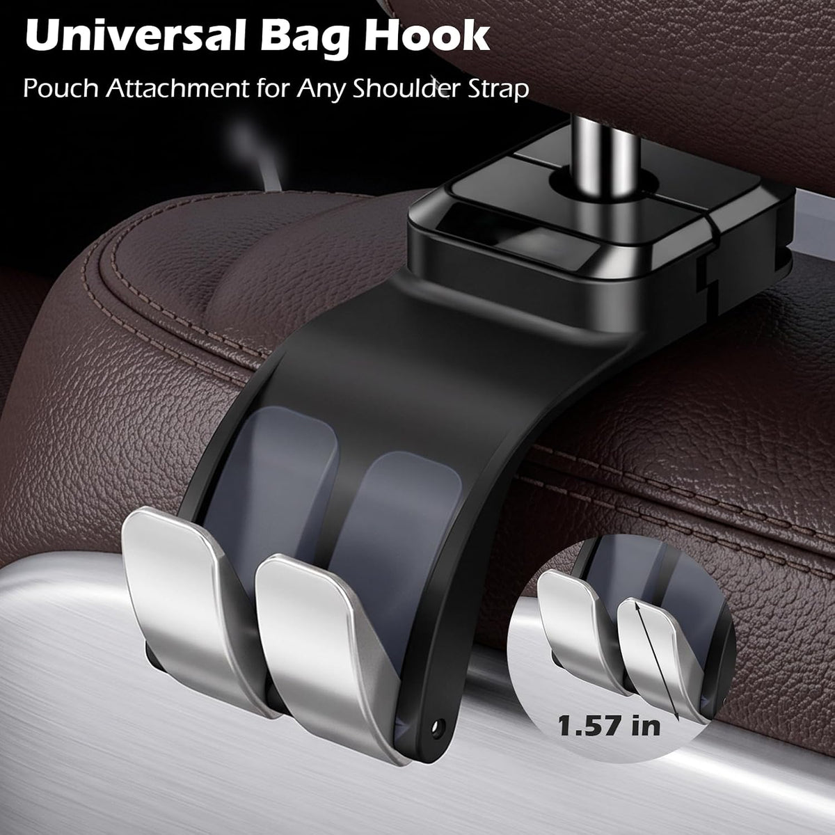 2PCS Purse Hook for Car Seats Headrest,Universal,Keep Car Tidy,Black