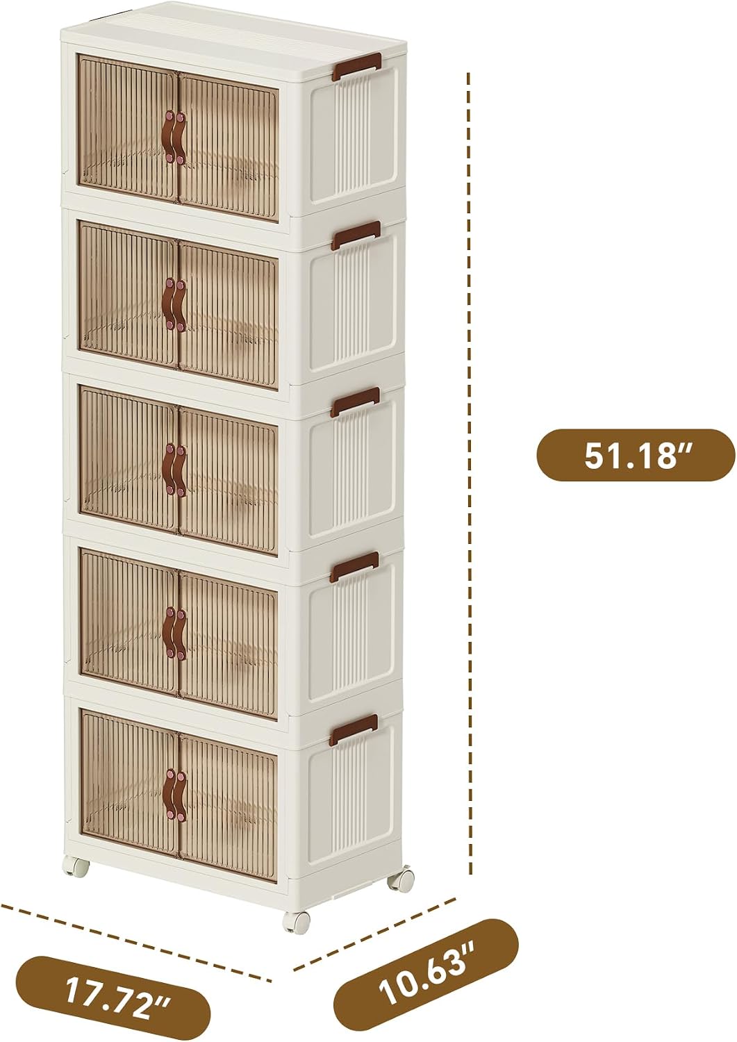 Collapsible Storage Bins with Lids - Stackable Plastic Closet Organizers for Clothes, and Home Organization White (5-rack, 9 Gal/rack)