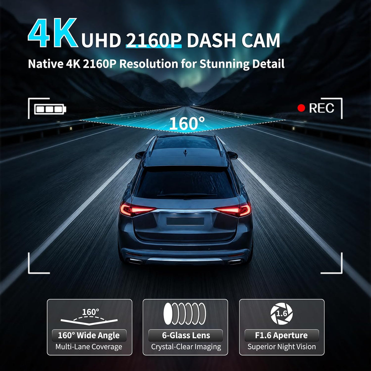 4K Dash Cam for Toyota RAV4 2022-2025 (Model B/with Vent Hole)