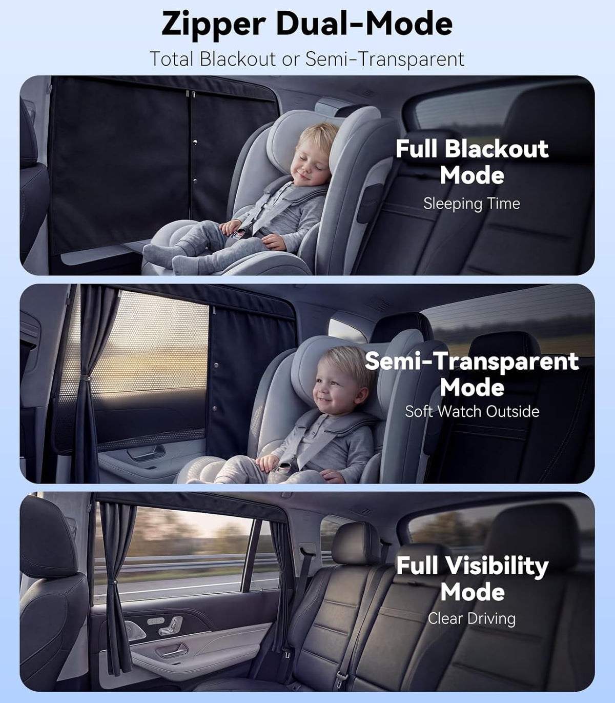 2026 Upgraded Dual-Layer Auto Car Window Shades for Baby 2 PCS