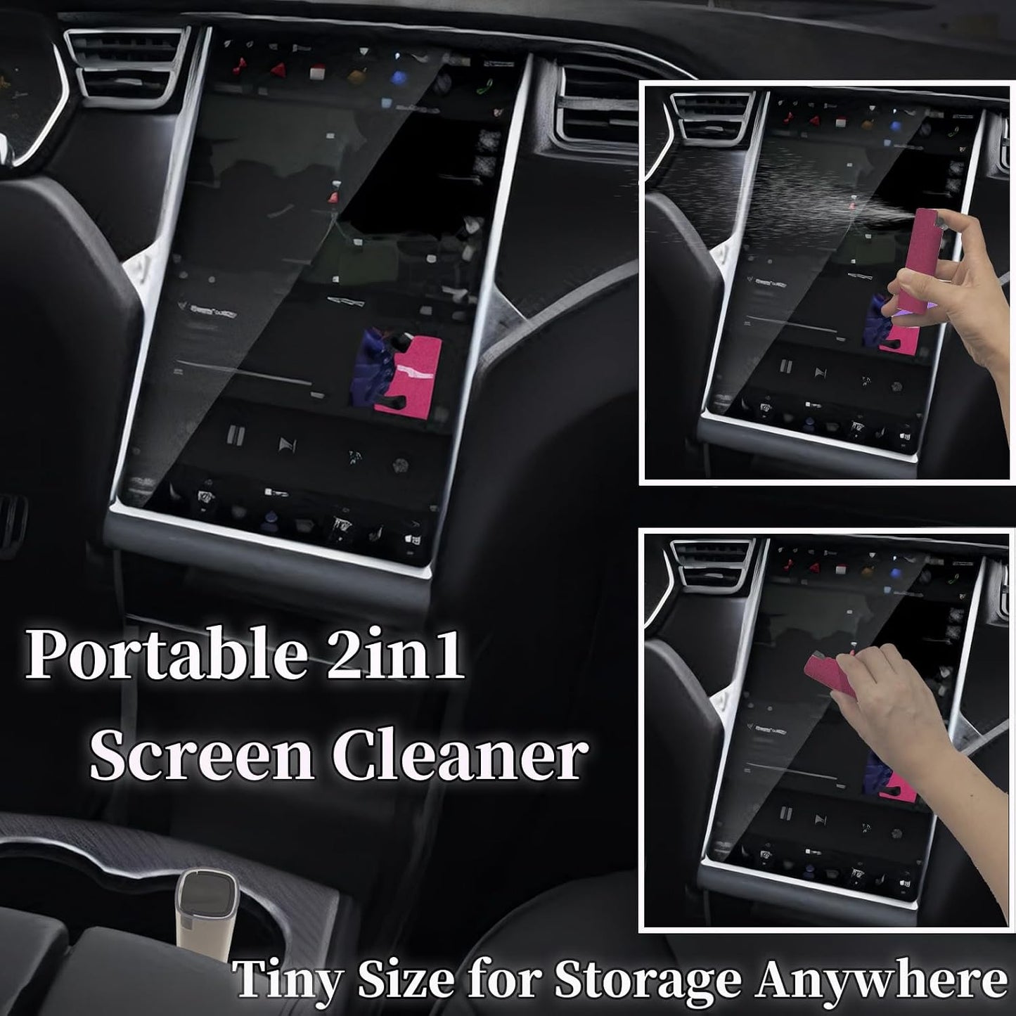 3 Pcs Car Screen Cleaner Accessories, Hatstart Electronic Touch Screens Cleaning Kit for LCD Display TV Laptop Computer Tablet PC Flat Screens, Works with iPhone iPad MacBook Pro - Hot Cute Pink