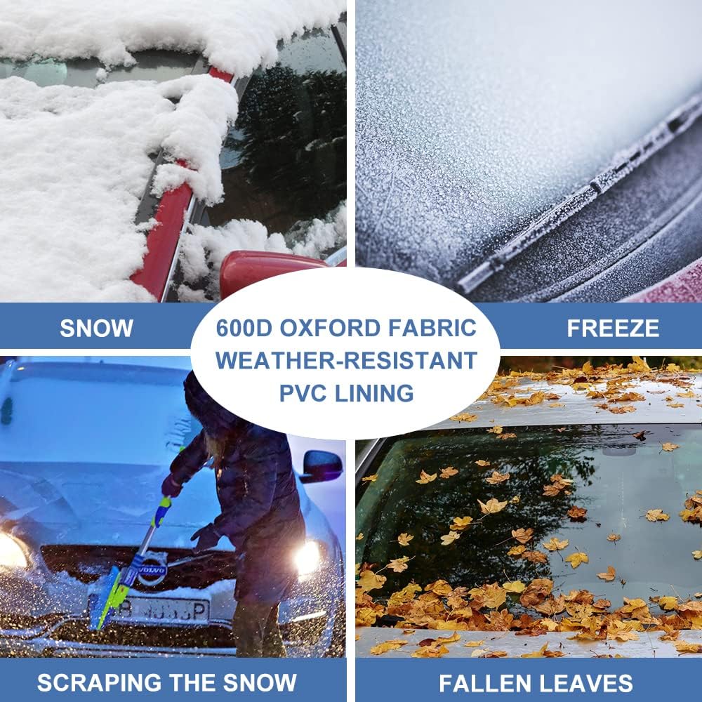 Rear Window Snow Cover, 600D Oxford Winter Windshield Cover with Long Flaps and Magnets Protect Rear Windscreen from Snow Ice Frost, All Weather Back Window Cover Snow-Shade Fit Most Cars