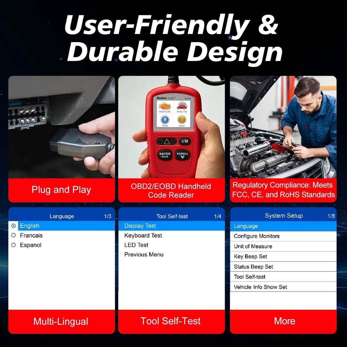Autel OBD2 Scanner AL329, Vehicle Check Engine Code Reader