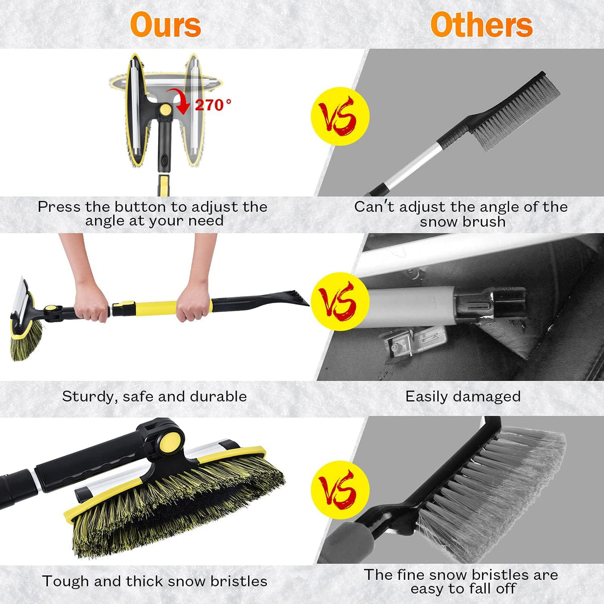 Ice Scraper and Snow Shovel, 5 in 1 Snow Brush for Car Windshield, 29.9" to 37.5" Extendable Snow Scraper for Car Auto SUV Truck