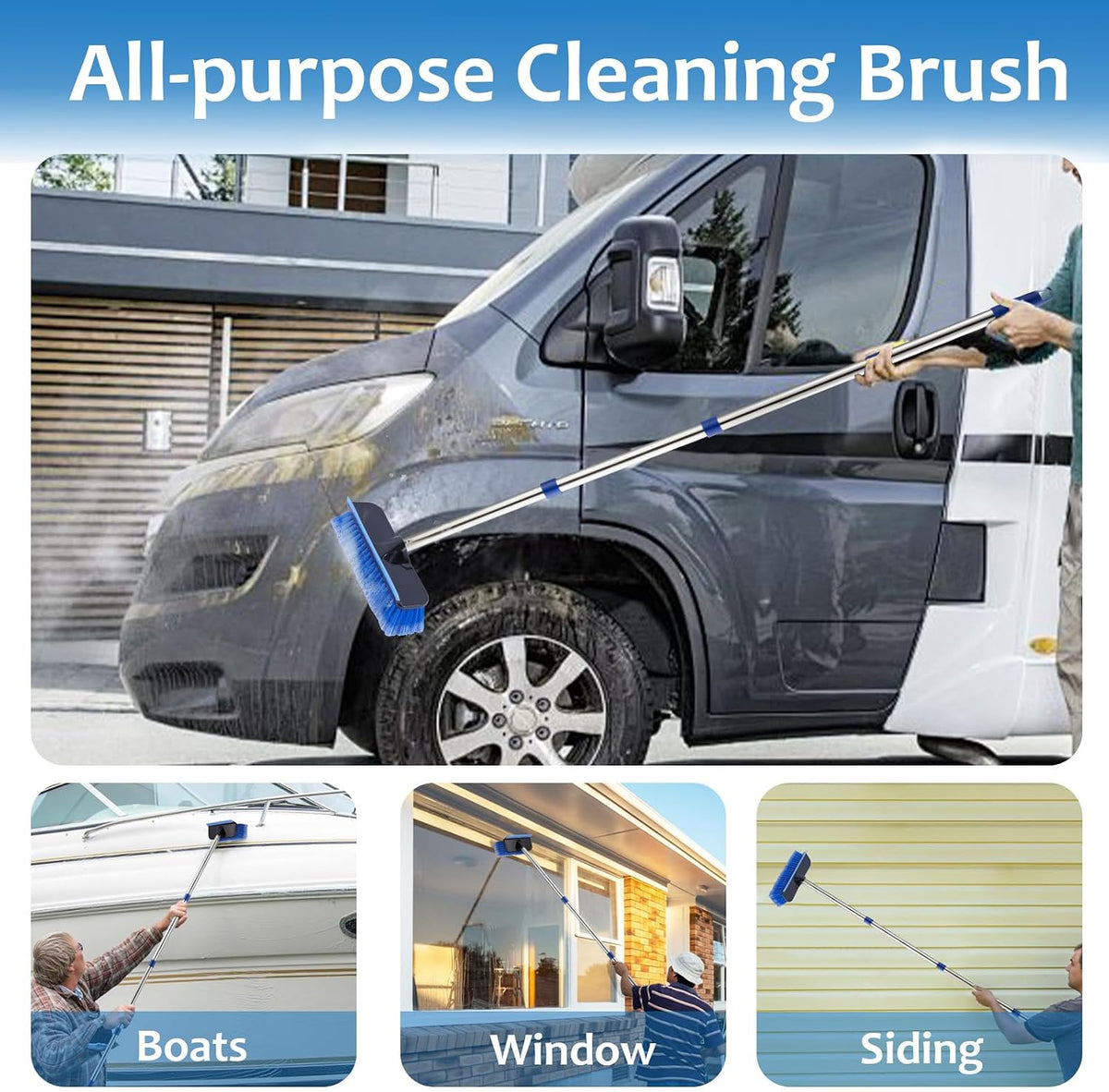 PIMEKOY 60" Car Wash Brush with Long Handle for Washing Exterior Car, Truck