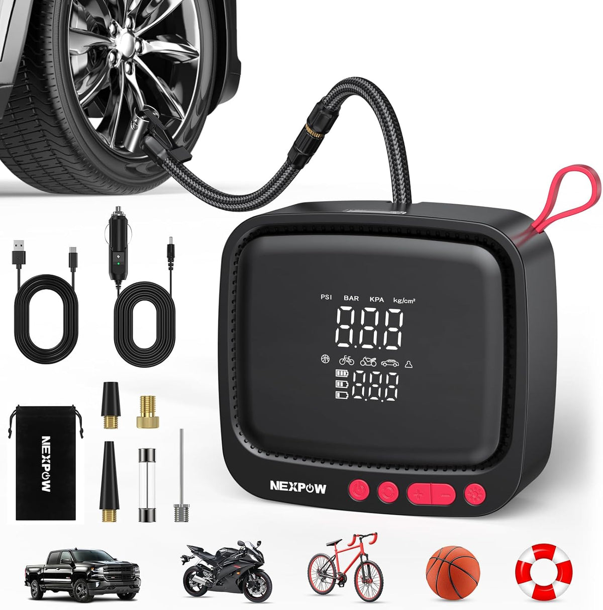 NEXPOW Tire Inflator Portable Air Compressor