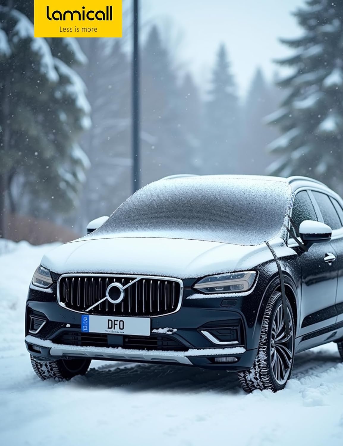Lamicall Windshield Cover for Ice and Snow - [ Magnetic Fit][ 1S Snow Removal][ Ultra Waterproof] Heavy Duty 800D Oxford Fabric, 4X Stable, Winter Car Gifts Accessories for Most Cars, SUV (62"x48")