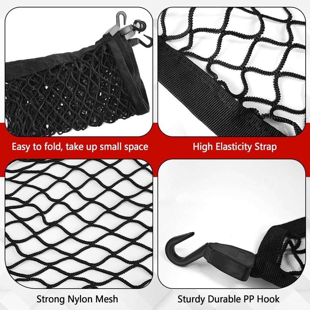 Cargo Net for SUV, Truck Bed Organizer, Cargo Storage Elastic Mesh Net Organizer with Hooks, Auto Accessories Adjustable Highly Elastic Storage Organizer Net for Most SUVs, Cars and Trucks