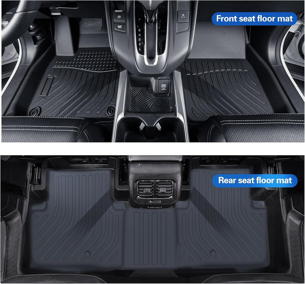 Car Floor Mats for 2015-2019 Ford Explorer Bench Seating No Fit Bucket Seating,All Weather TPE Rubber Full Set Includes 1st 2nd Row Front Maximum (for 15-19 Ford Explorer Bench)